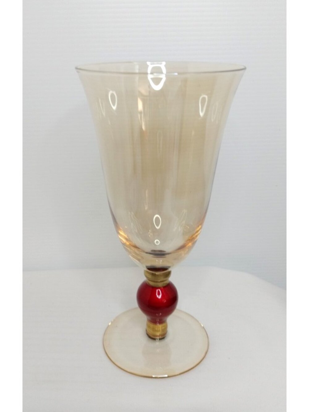Slant Aristocrat Elegant Gold Tone Ruby Stem Beverage Glass 8"x4" New